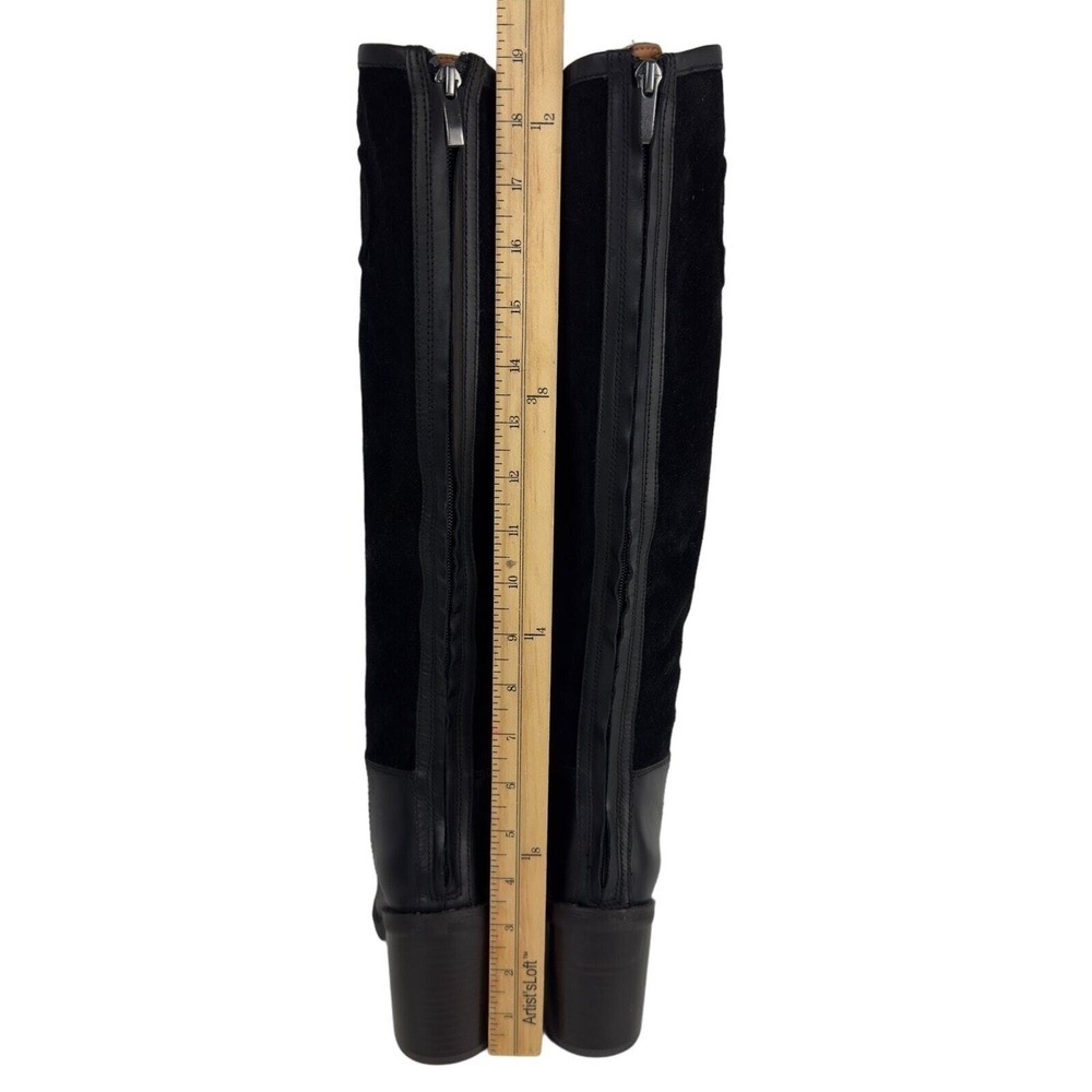 Franco Sarto‎ Nostalgia Tall Boots Black Leather Suede Block Heel Riding 5M - Picture 11 of 16